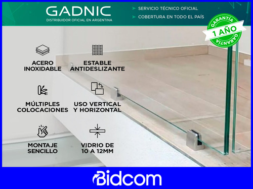 Clip Pinza Para Vidrio Gadnic Acero Inoxidable Base Plana
