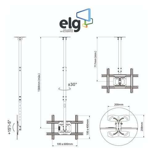 Imagem 5 de 6 de Suporte Para Tv De Teto Lcd Led Plasma 26 A 75 A05v6 ELG
