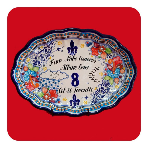 Imagen 3 de 9 de Charola Concha D Talavera Poblana 37x27 Cm Personalizada Chr