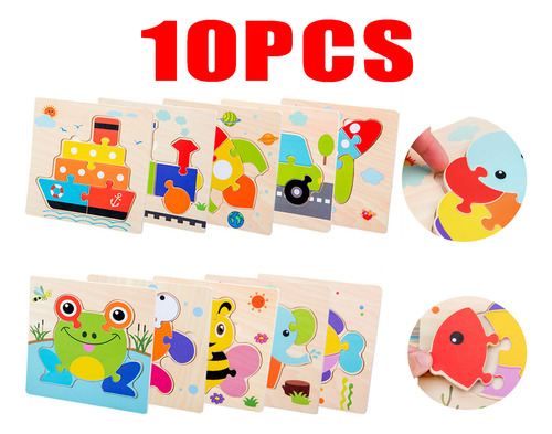 Rompecabezas De 10 Piezas Para Niños, Tabla De Rascar A Mano