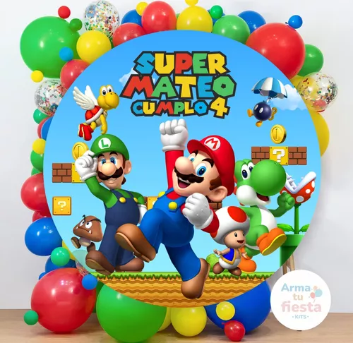 Kit imprimible de Super Mario Bros banner para decorar cumpleaños