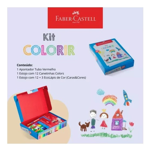 Kit Colorir Faber-castell Produtos Para Colorir E Desenho Ed Azul Preto