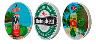 3 Anuncios Luminosos Cerveza Heineken, Tecate, Xx Lager 50cm