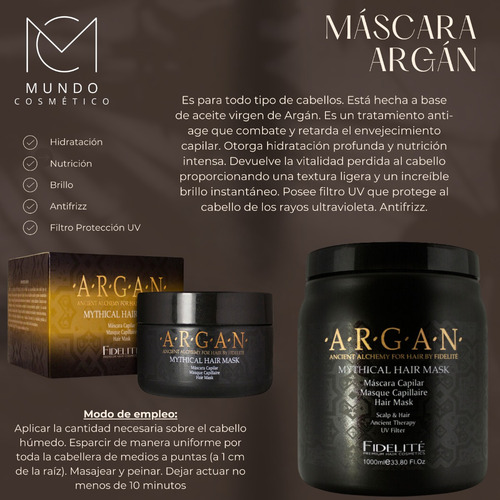 Máscara Capilar Mythical Argán (fidelité) - 250ml - Negra