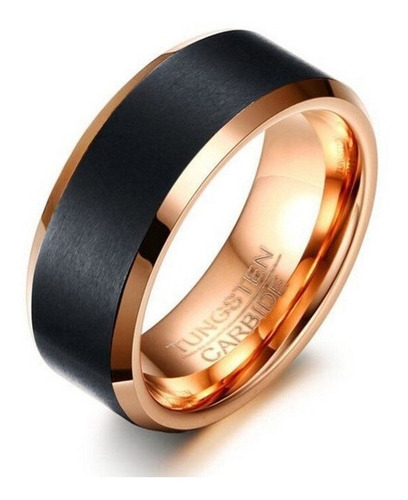 Imagen 1 de 8 de Anillo Tungsteno Marcus Ii Negro Mate Y Bronce