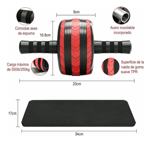 Kit Ejercitador Rueda Abdominales Barras Push-up Cuerda