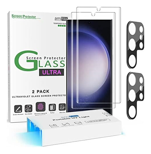 Pantalla Curvado Para S23 Ultra Vidrio Templado N Lente Cama