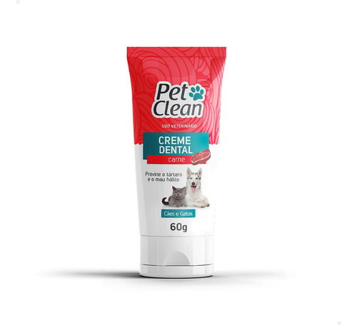 Creme Dental Pasta De Dente Pet Clean Cães E Gatos Sabor 60g