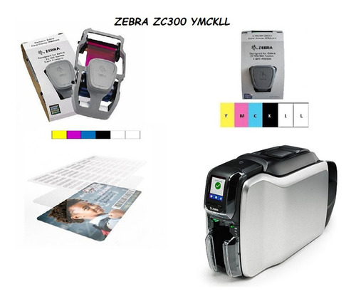 Cinta Impresora Pvc Zebra Zc300 Color Doble Barniz Ll