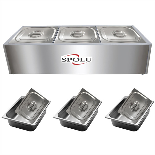 Rechaud Inox Elétrico Mesa Buffet Quente 3 Cubas Banho Maria