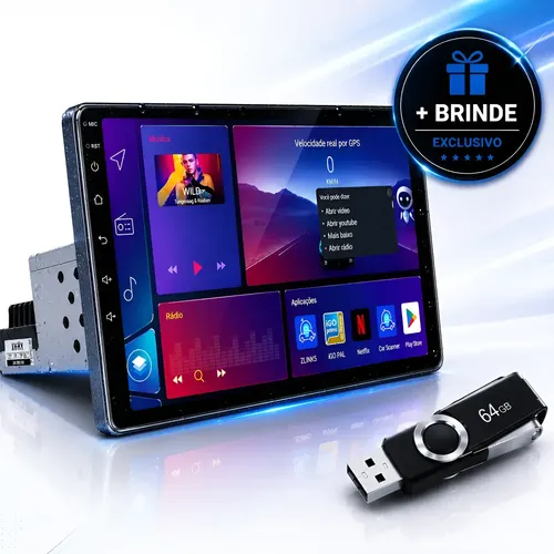 Androidナビ 13インチ Multimídia 9 Android 13 Carplay 4gb 64gb 1din Wi-fi + Brinde