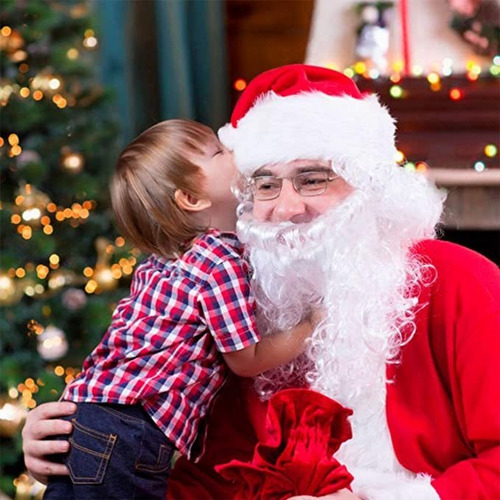 Barba Papai Noel Artificial Cacheada Com Gorro E Sino
