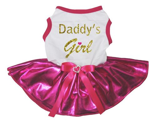 Petitebella Daddys Girl - Vestido Para Perrita (blanco/rosa.
