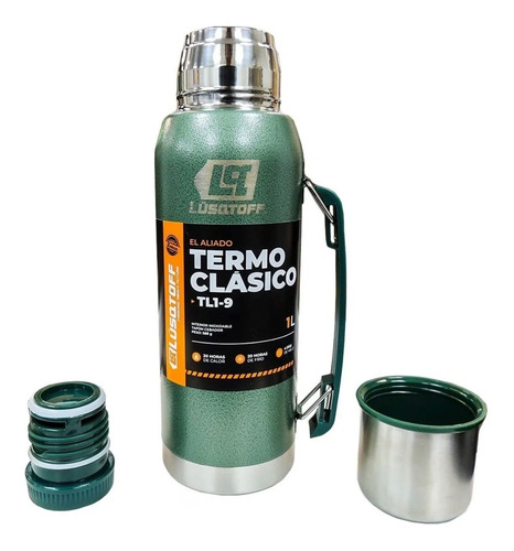 Termo 1 Litro Acero Inoxidable Lusqtoff Frio Y Calor Militar Color Verde