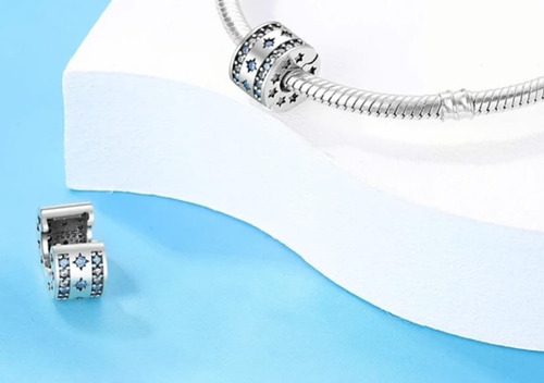 Charm Clip Separador De Plata Real S925, Copo De Nieve