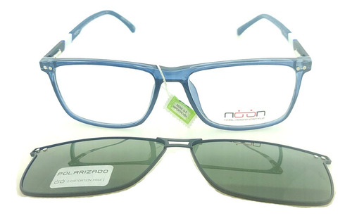 Anteojos Clip On Lentes Noon P14 Polarizado Receta Flex Arma Azul