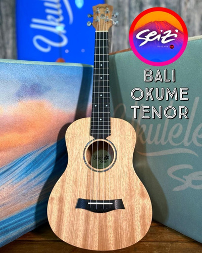 Ukulele Seizi Bali Tenor Elétrico Okume Cor Marrom