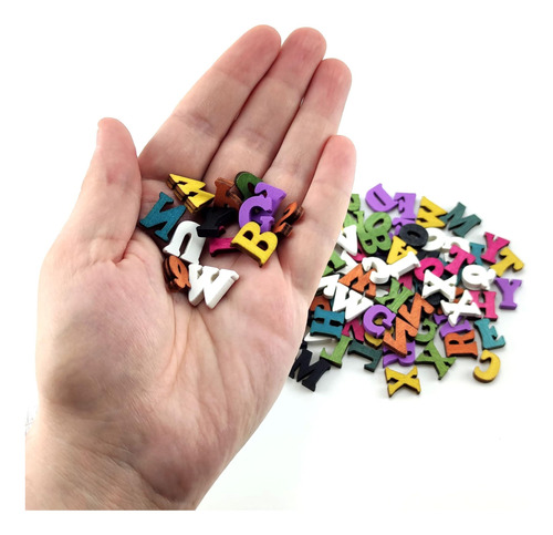 100 Pcs Botones Coloridos De Letras De Madera Botones Para