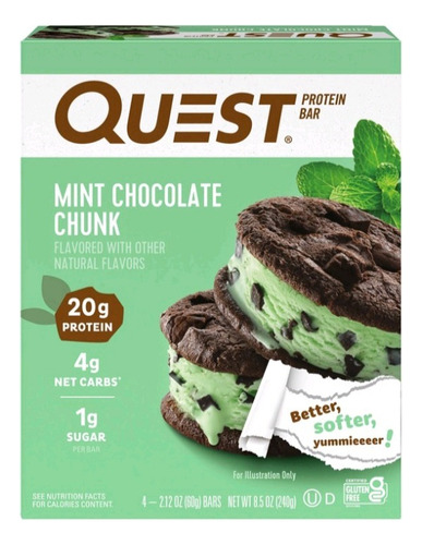 Quest 4 Barras De Proteína Trozos De Chocolate Con Menta