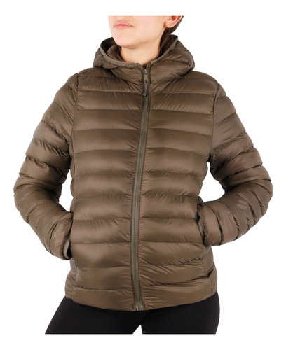 Campera Mujer Hifel C Capucha Puffer Verde On Sports