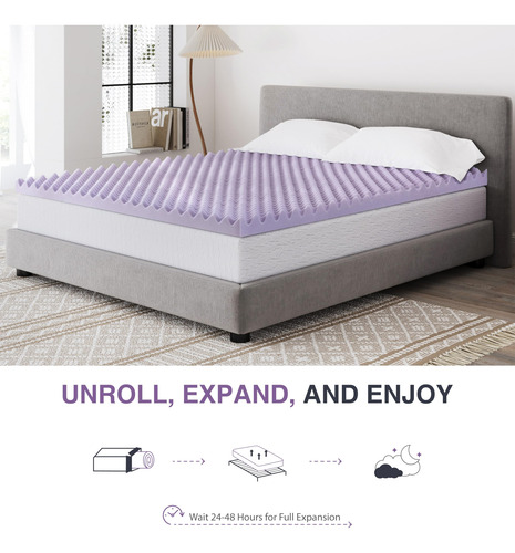 Cubrecolchón Espuma Viscoelástica 5 Cm Lavanda Relajante