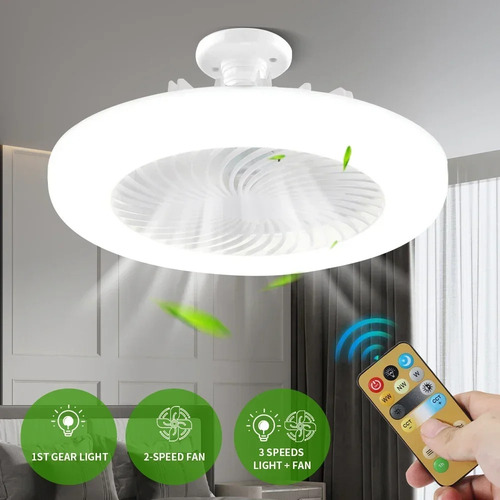 Foco Ventilador 30w Techo E27 Control Blanco 3 Tonos Led