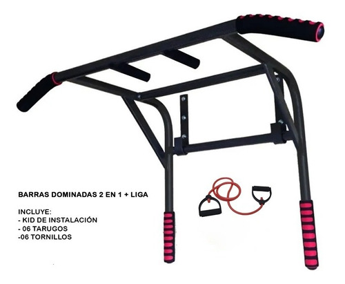 Barra Dominadas 2en1 Paralelas Calistenia + Liga Resistencia