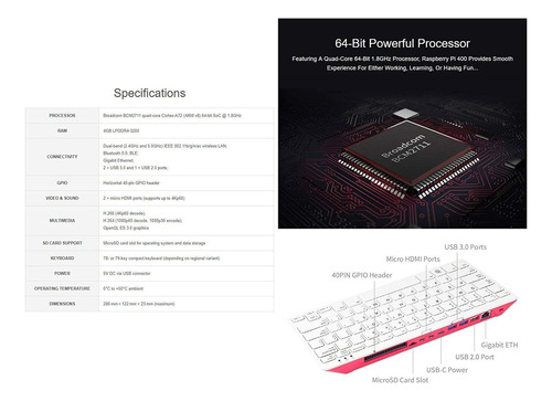 Waveshare Raspberry Pi 400 A Computadora Personal Completa I