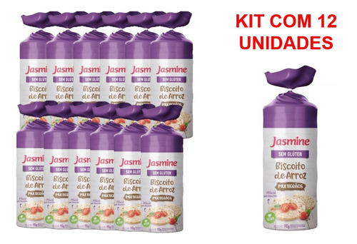 Kit Com 12un Biscoito De Arroz Multigrãos Jasmine Pacote 90g