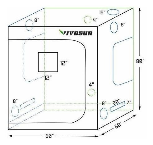 Imagen 4 de 4 de Vivosun Mylar Tienda Campaña Hidroponica Ventanilla Para Hn