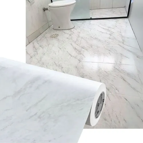 comprar Adesivo Piso Autocolante Lavável Chão Marmore Branco Claro