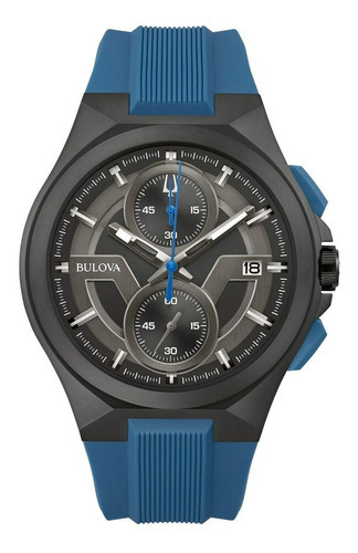 Reloj Bulova Black Dial Silicone Strap Maquina 98b380