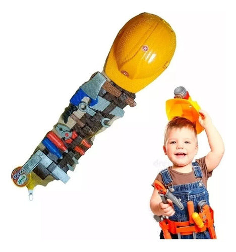 Set Construcción Con Casco Cinturón Herramientas Para Niños