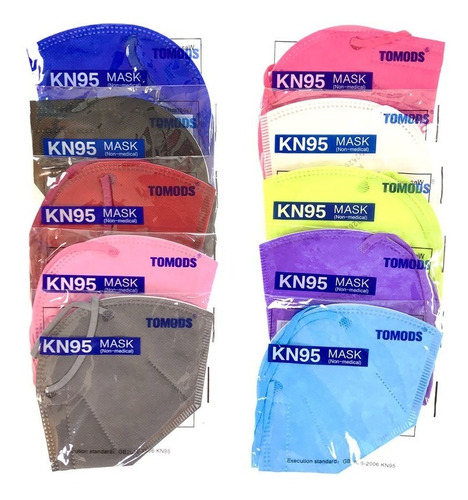 Imagen 1 de 10 de Cubrebocas Kn95 Mascarillas Tomods 10pzs Colores A Elegir