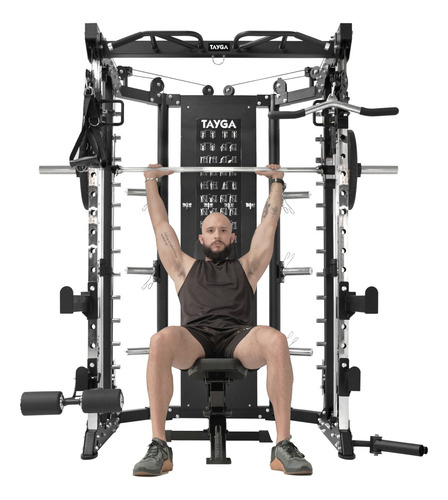 Gimnasio Multifuncional Smith Tayga T4 Estructura Negro Tapizado Negro