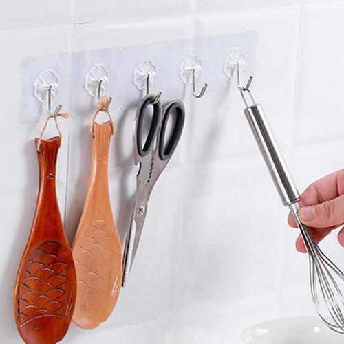 Imagen 6 de 10 de Gancho Adhesivo Para Pared / Colgador Metálico Con Adhesivo