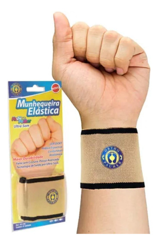 Munhequeira Elástica Fashion M Bege Marrom Ac440 Ortho