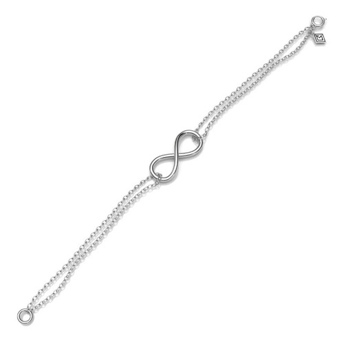 Imagen 2 de 10 de Pulsera De Plata 925 Mujer Infinito Con Doble Cadena Agálea