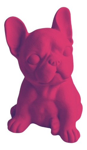 Bulldog Frances En 3d - 22cm Pintado A Mano Fucsia