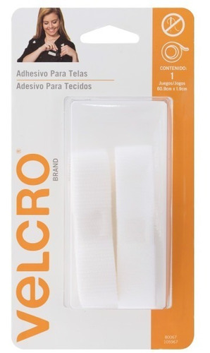 Cinta Para Telas Velcro Tira Adherible Correa Blanca 60x1.9