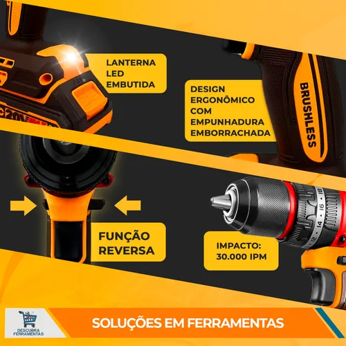Parafusadeira Furadeira 20v 1/2 66nm Ingco Maleta 2 Baterias