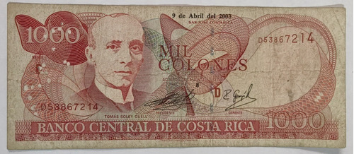 Billete 1000 Colones 2003 Costa Rica Fine