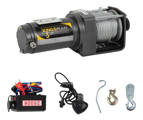 Malacate Winch Electrico 12 V Capacidad  2500lbs  Cable 14 M