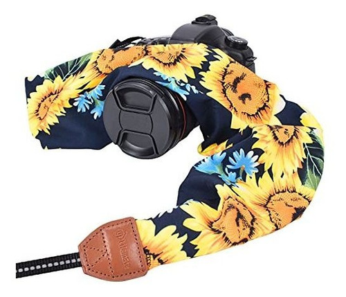 Correa Para Camara Dslr Cuello Tela Bohemia Bufanda Azul