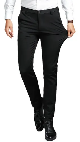 Pantalones De Vestir Hombre Formal Slim Color Sólido