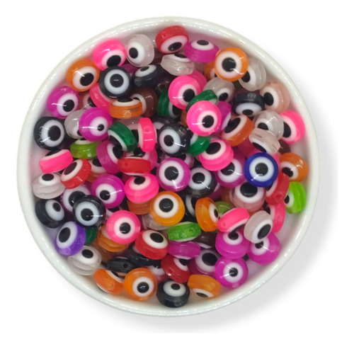 Ojo Turco Semi Plano 8mm Surtido O Colores 100u Armar Bijou