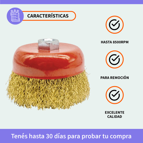 Cepillo Copa Alambre Bronceado Rizado Para Amoladora