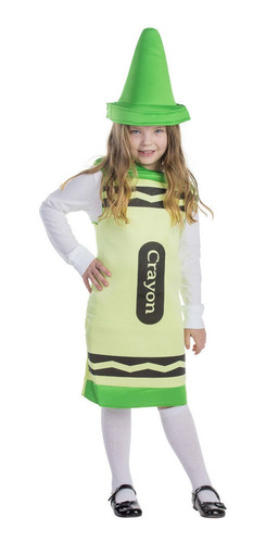 Disfraz Talla Small 4-6 De Crayón Para Niños Color Verde