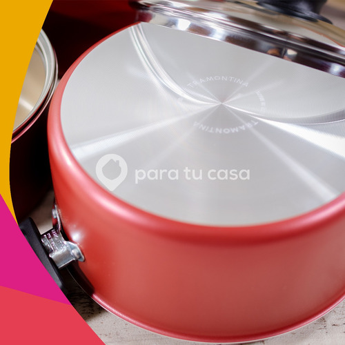 Imagen 5 de 10 de Ollas Tramontina Bateria Cocina Set 7 Pz Turim Teflón Ct