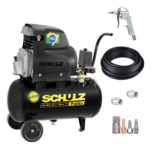 Compressor De Ar Csi6 Schulz  20l + Mangueira E Kit Engate